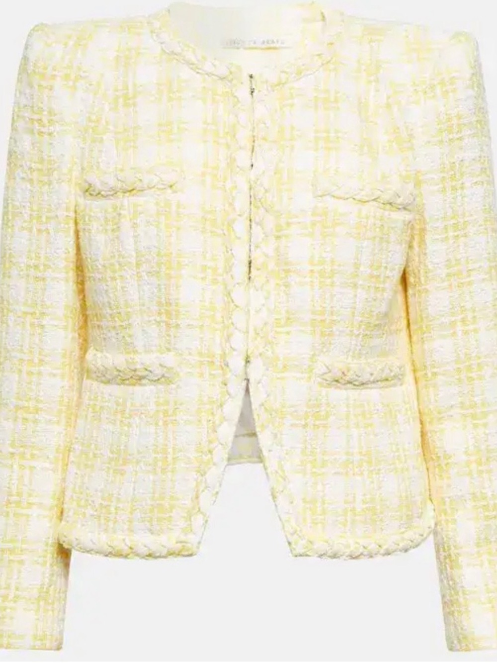 Veronica Beard Yellow Gingham Tweed Jacket Size 10